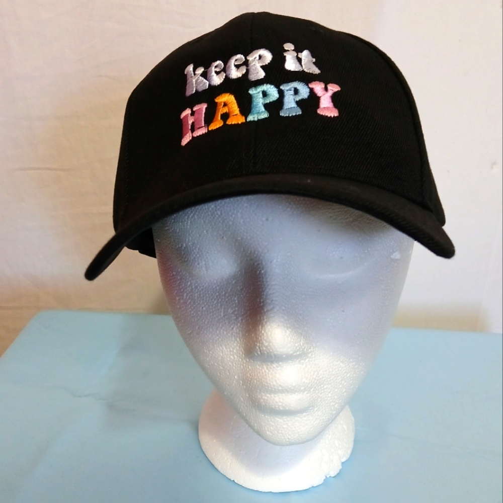 Black Cap with Colorful Embroidery